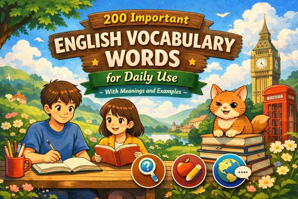 200 Important English Vocabulary Words for Daily Use — With Meanings and Examples