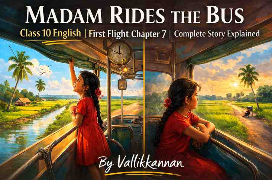 Madam Rides the Bus Class 10 English First Flight — eight-year-old Valli on her first bus journey from village to town illustration