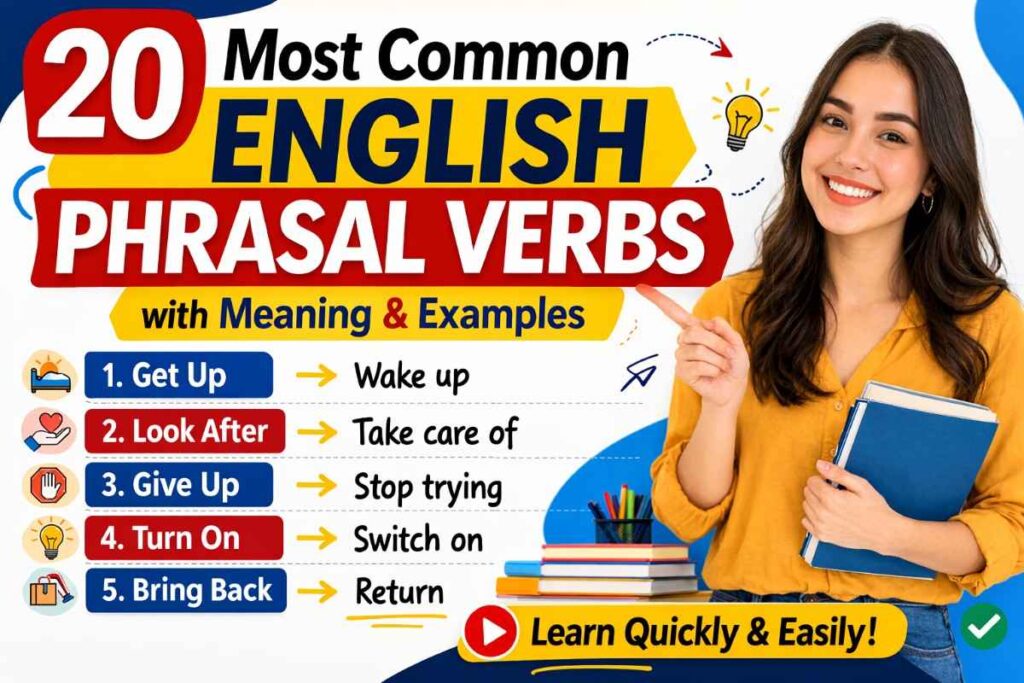 20 Most Common English Phrasal Verbs with Meaning & Examples