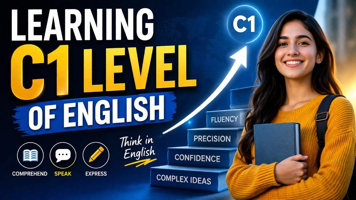 Learning C1 level of English thumbnail showing fluency improvement with confidence, precision, and advanced speaking skills